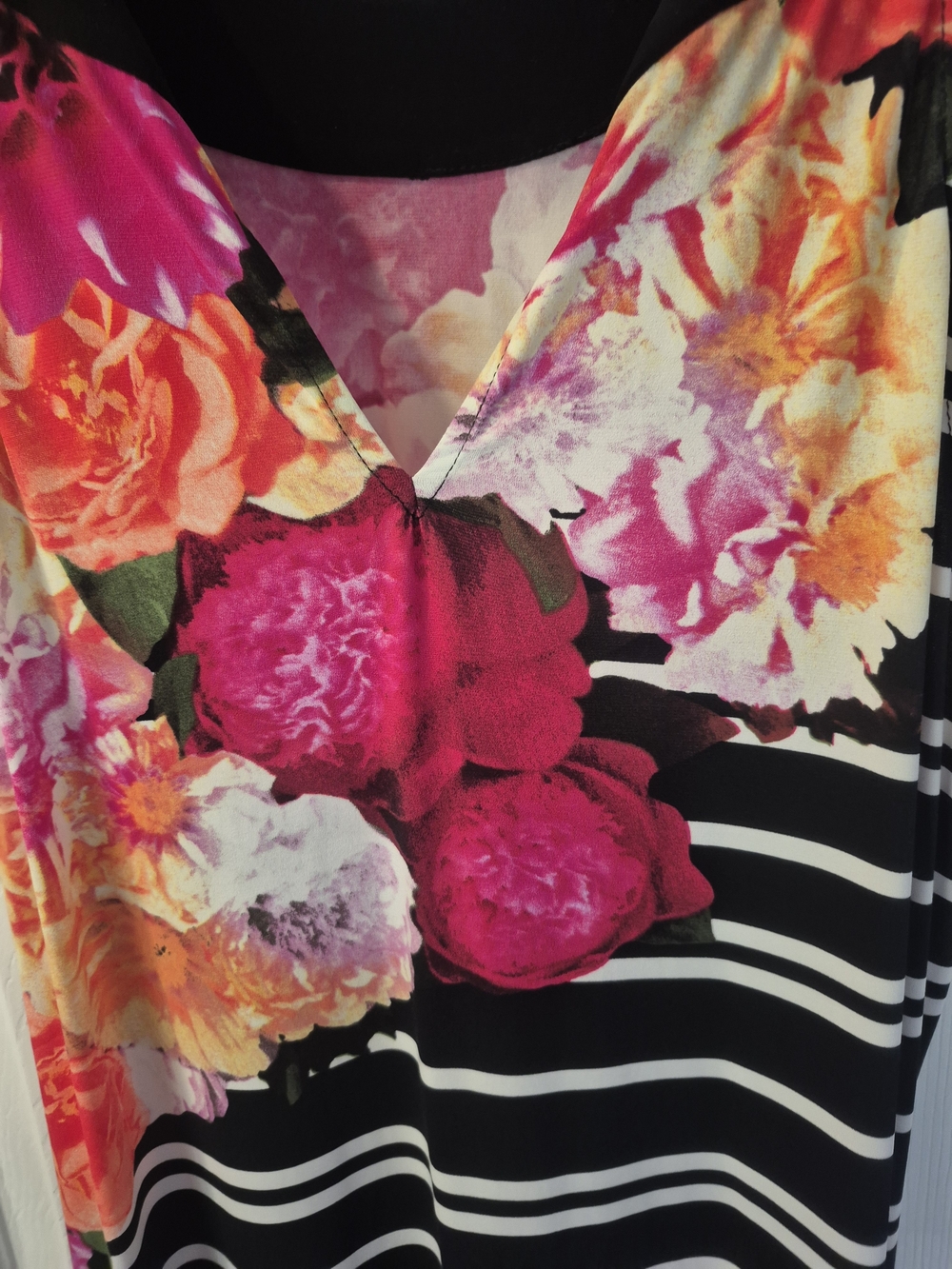 Joseph Ribkoff Floral Stripe Maxi Dress Size 18 Pink Black - Picture 4 of 8